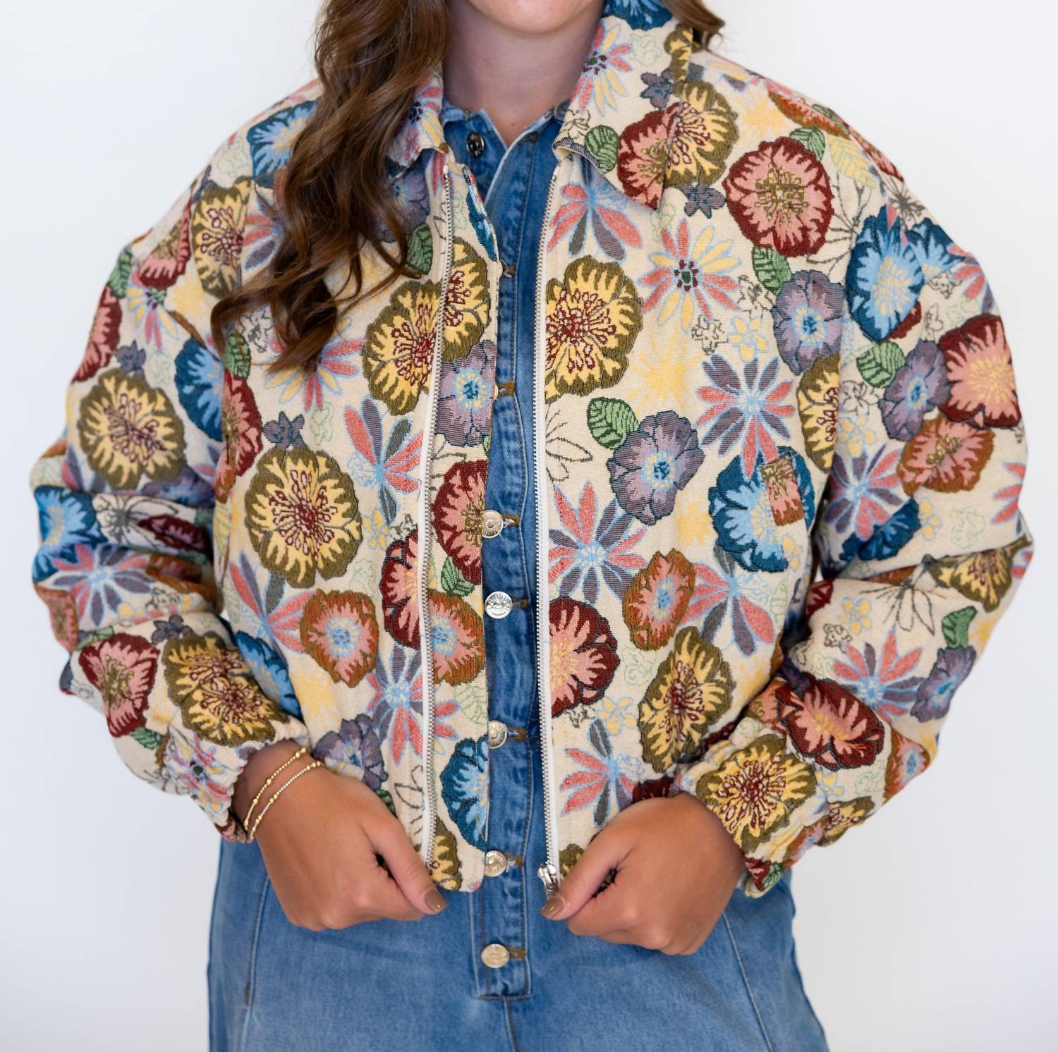 Blooming Bomber Jacket In Multi-Colored | Shop Simon