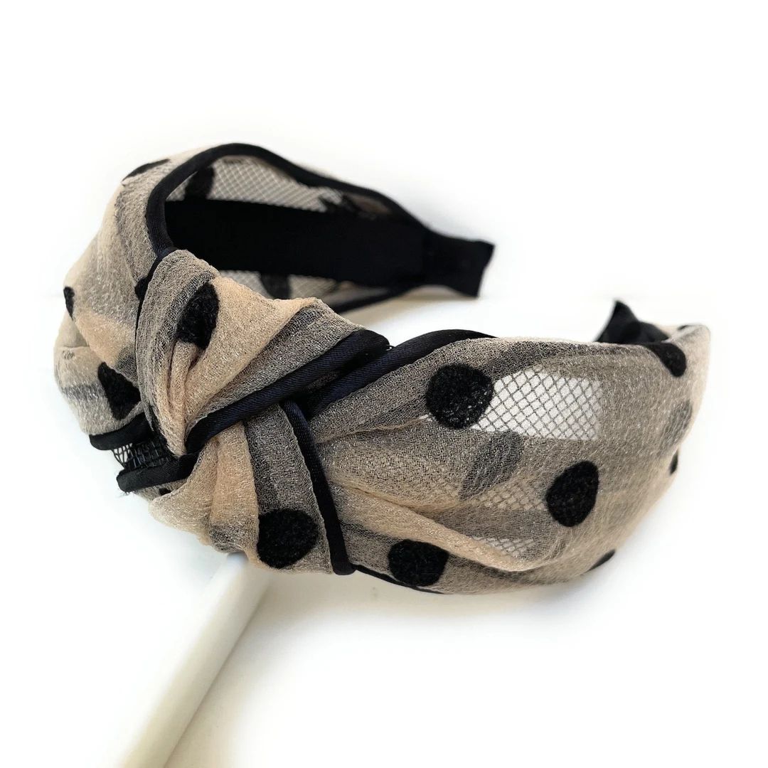Polka Dot Headband Twisted Cross Knot Headband Headband for - Etsy | Etsy (US)