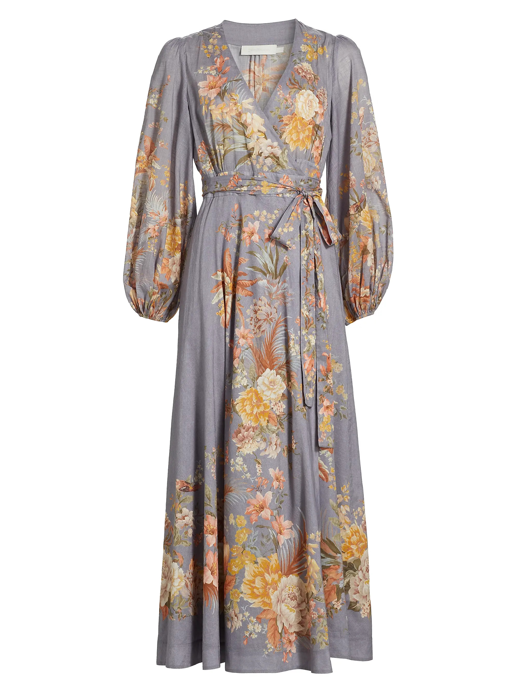 BEST SELLERZimmermannTallow Floral Cotton Wrap Midi-Dress | Saks Fifth Avenue