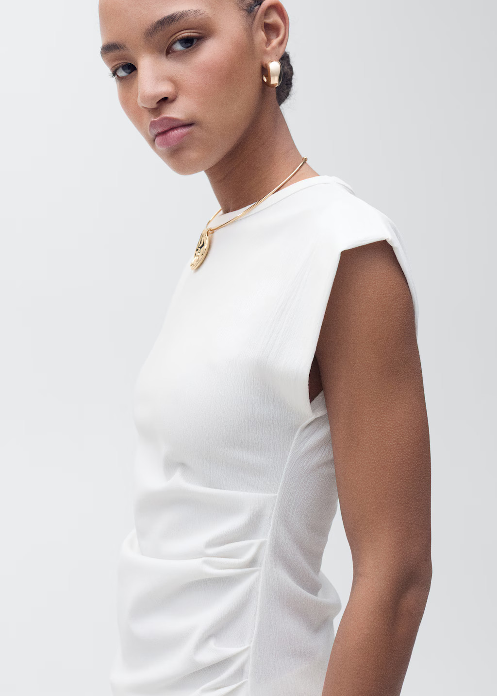 Draped sleeveless t-shirt - Women | MANGO United Kingdom | MANGO (UK)