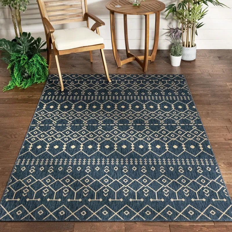 Medusa Flatweave Blue Indoor/Outdoor Use Rug | Wayfair Professional