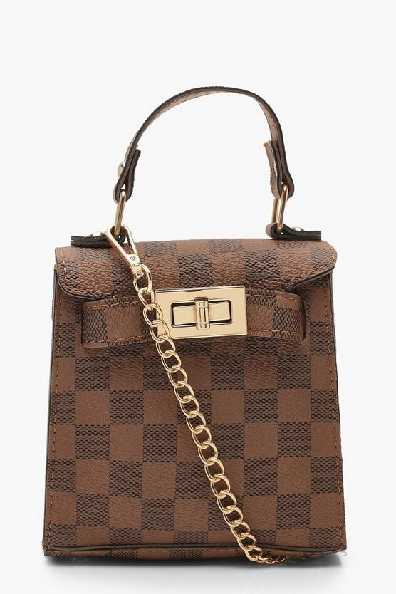 Check Mini Grab Bag & Chain | Boohoo.com (US & CA)