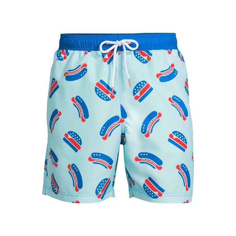 Men's and Big Men's Americana Print Swim Trunks by Way To Celebrate, Sizes S-3XL | Walmart (US)