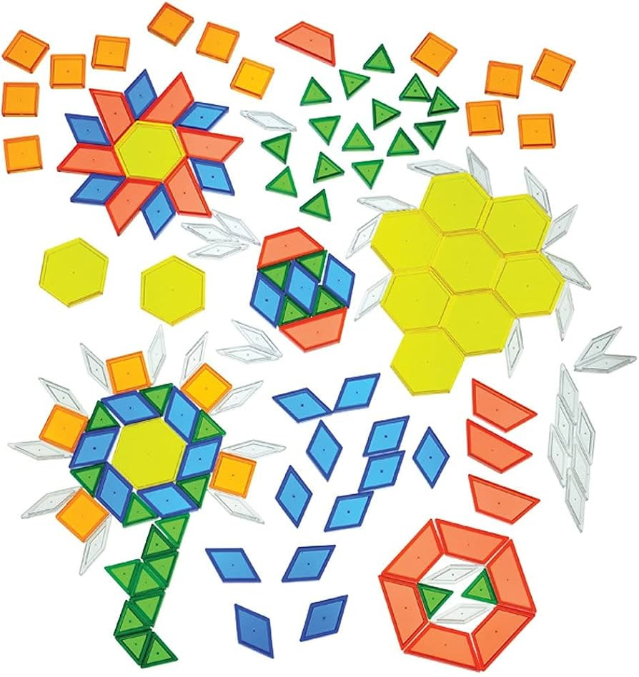 Constructive Playthings - EDX-147 Toys Translucent Pattern Blocks, Set of 147 Pieces, Various Sha... | Amazon (US)