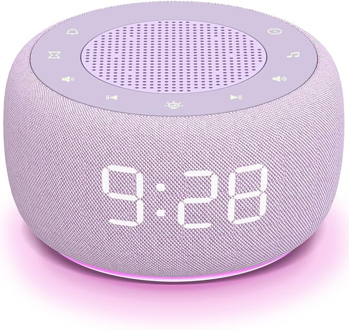 Buffbee Sound Machine & Alarm Clock 2-in-1, 0-100% Clock Face Brightness, Bottom Colored Light, S... | Amazon (US)