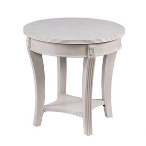 Southern Enterprises Laverley Shabby Chic Round End Table in Whitewash | Cymax