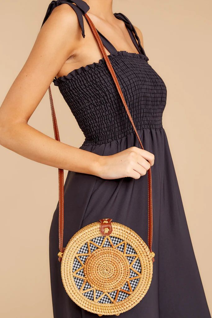Chance Meeting Tan And Gingham Round Bag | Red Dress 