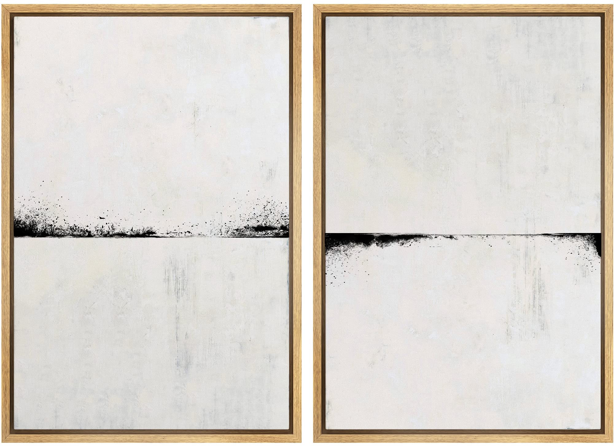 MUDECOR Framed Canvas Print Wall Art Set Black Gray Grunge Paint Stroke Landscape Abstract Shapes... | Amazon (US)