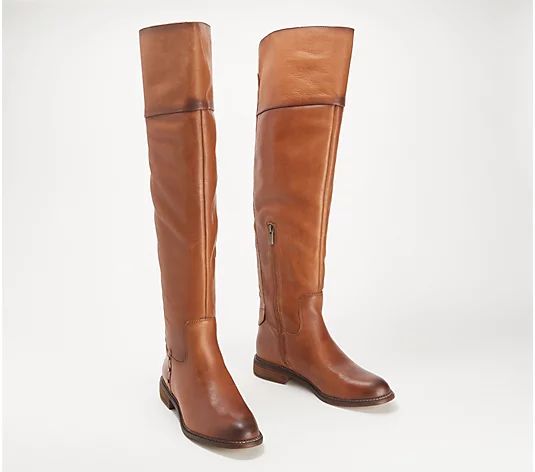 Franco Sarto Leather Over the Knee Wide Calf Boots Haleen | QVC