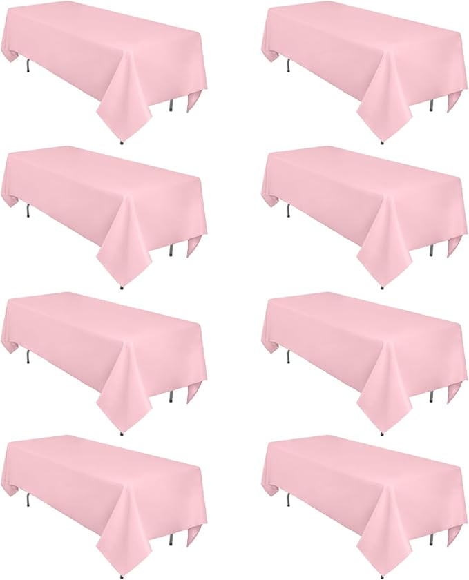8 Pack Pink Tablecloth 60 x 126 Inch Rectangular for 8 Foot Rectangle Tables, Wrinkle Resistant P... | Amazon (US)