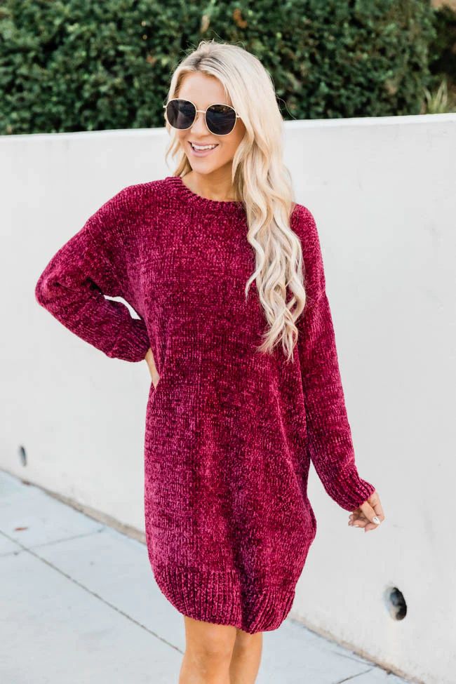 You Move Me Chenille Red Sweater Dress | The Pink Lily Boutique