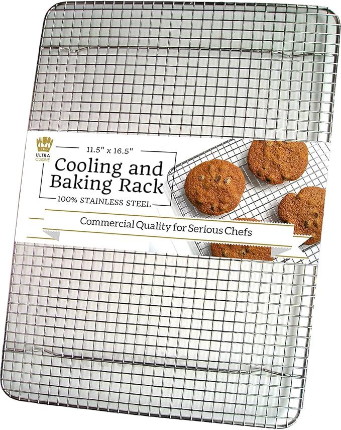 Ultra Cuisine 100% Stainless Steel Wire Cooling Rack for Baking fits Half Sheet Pans Cool Cookies... | Amazon (US)