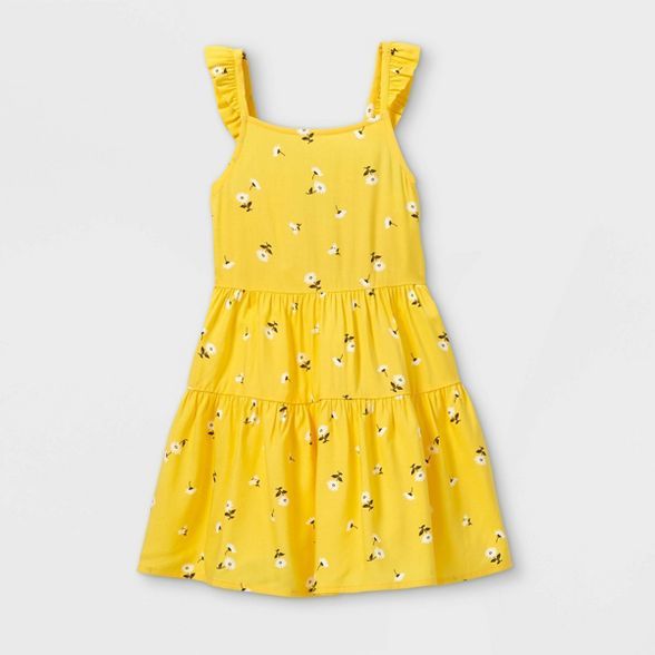 Toddler Girls' Tie-Back Floral Tank Dress - art class™ Yellow | Target