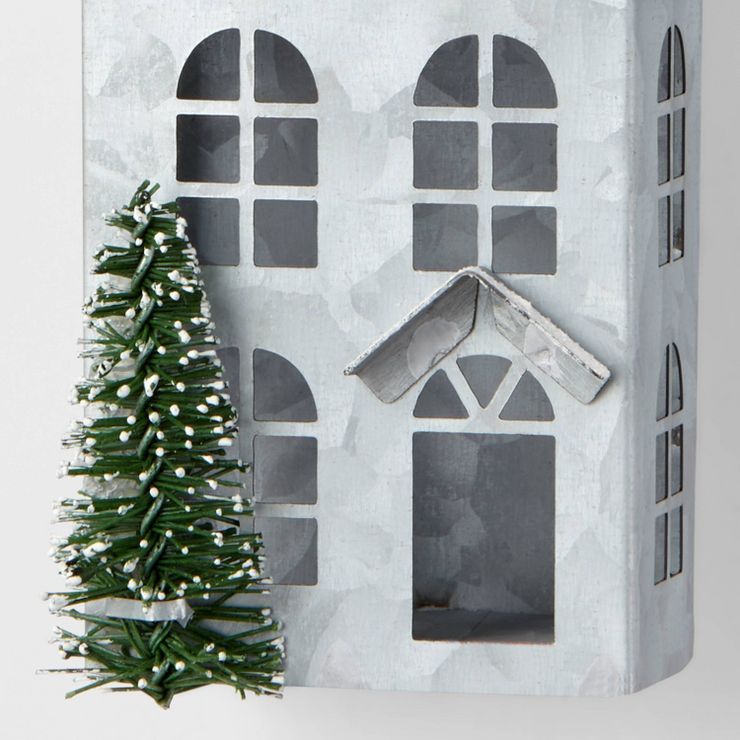 Galvanized Metal Tall House Christmas Tree Ornament - Wondershop™ | Target