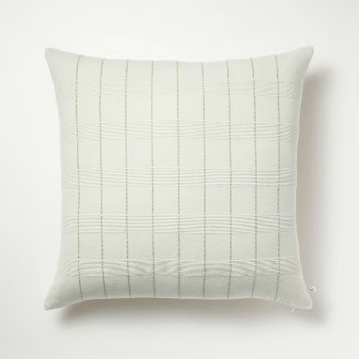 24"x24" Textural Multistripe Square Throw Pillow Light Green - Hearth & Hand™ with Magnolia | Target