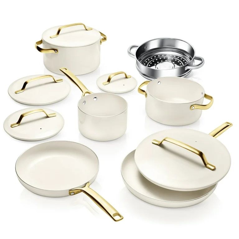 Gotham Steel Ceramic Pots and Pans Set Non Stick Kitchen Cookware Sets Modern 11 Pc - Walmart.com | Walmart (US)