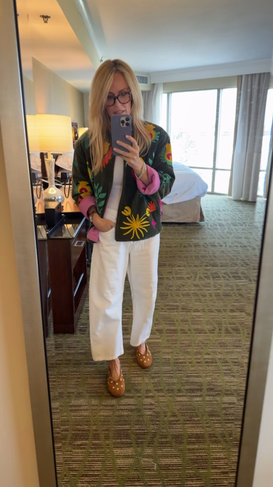 Simple tank, barrel jeans and flats then top it any way you like! This qualities jacket is from France but I’ll find similar vibes and link for you here!