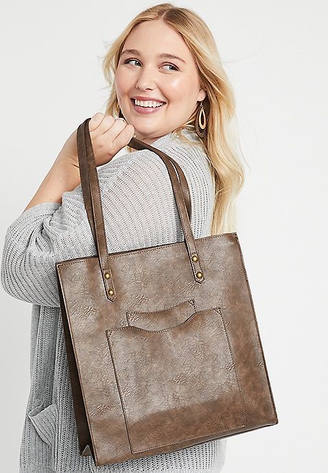 Brown Front Pocket Tote Bag | Maurices