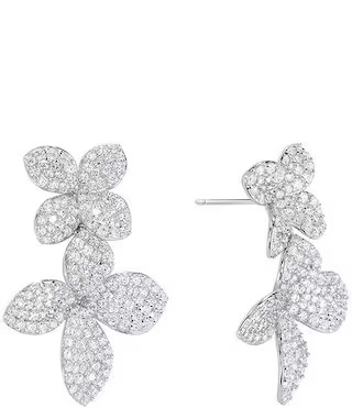 Crystal Pave Flower Drop Earrings | Dillard's