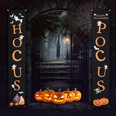 ZSMJ Halloween Banner Hocus Pocus Halloween Porch Sign, Halloween Decorations October Witches for... | Amazon (US)