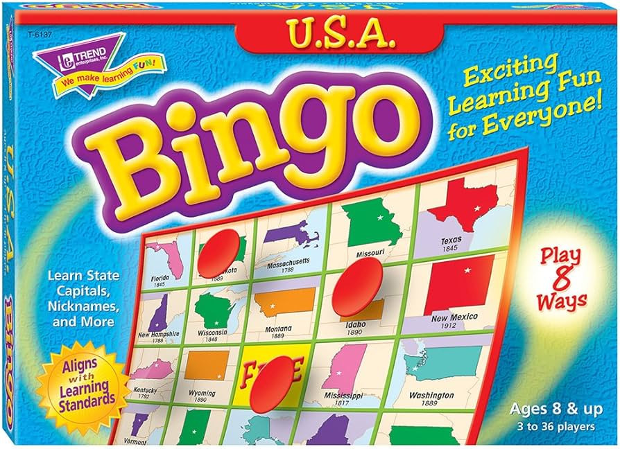 Trend Enterprises: U.S.A. Bingo Game, Exciting Way for Everyone to Learn, Play 8 Different Ways, ... | Amazon (US)