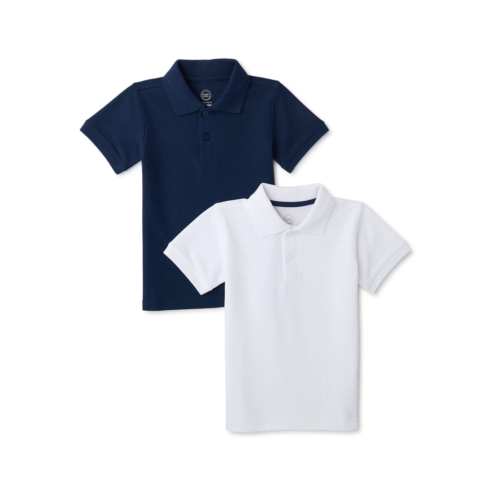 Wonder Nation Toddler Boys School Uniform Short Sleeve Pique Polo Shirt, 2-Pack, Sizes 2T - 5T | Walmart (US)