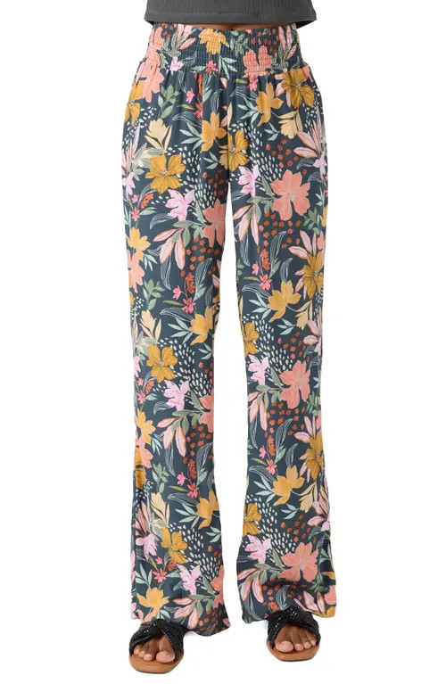O'Neill Jonie Mila Floral Wide Leg Pants in Slate at Nordstrom, Size Medium | Nordstrom