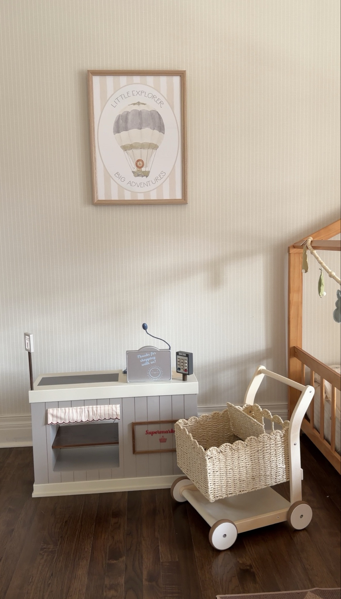 Grocery store toy from Zara home and found the cutest little picture frames at Hobby lobby! ❤️Linking similar below! ￼

Wallpaper: Thibaut SUITED STRIPE (T44026), Colorway: Beige

#LTKKids #LTKHome #LTKmomlife