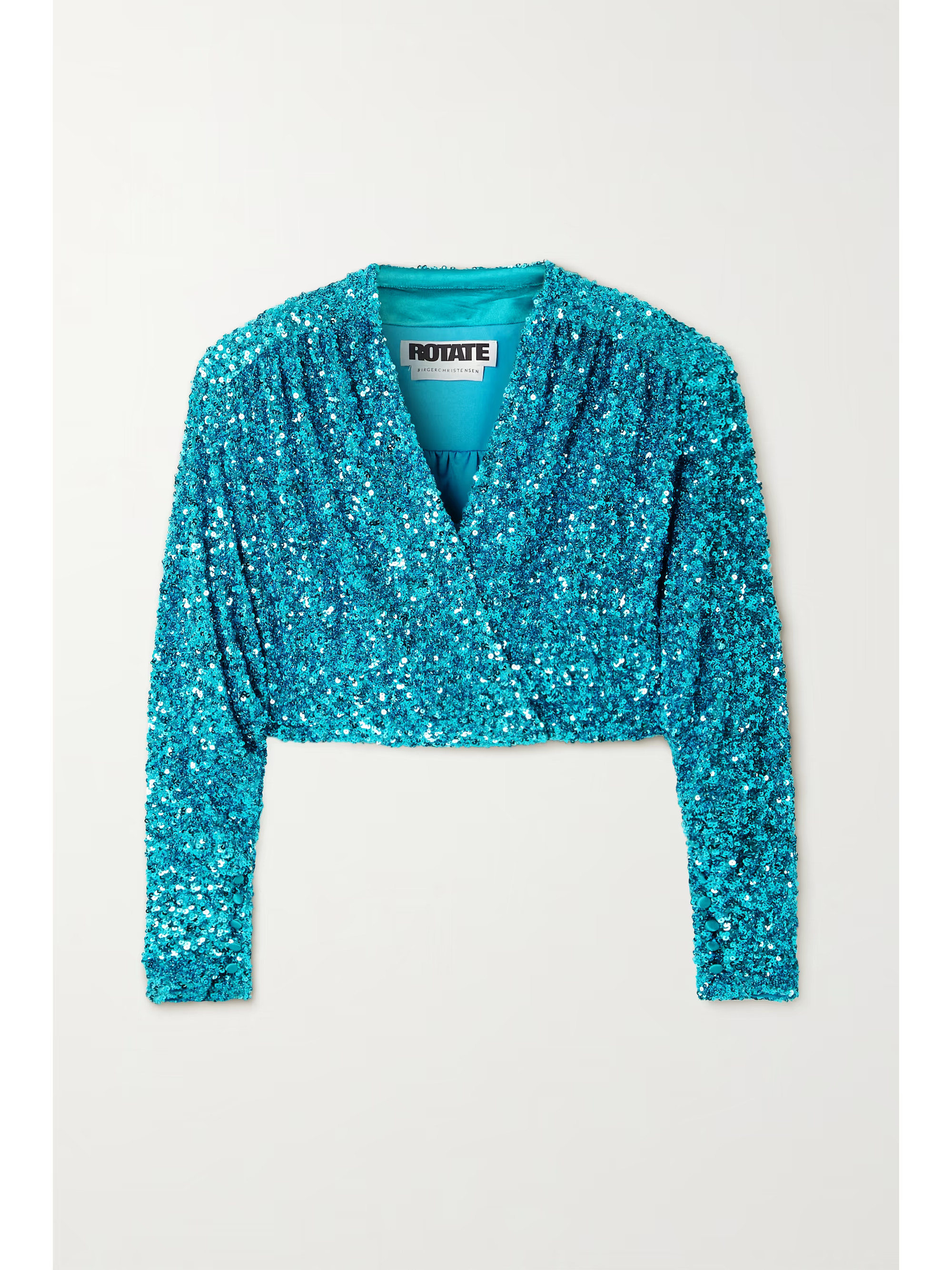 Aurelia cropped sequined stretch-jersey wrap top | NET-A-PORTER (US)