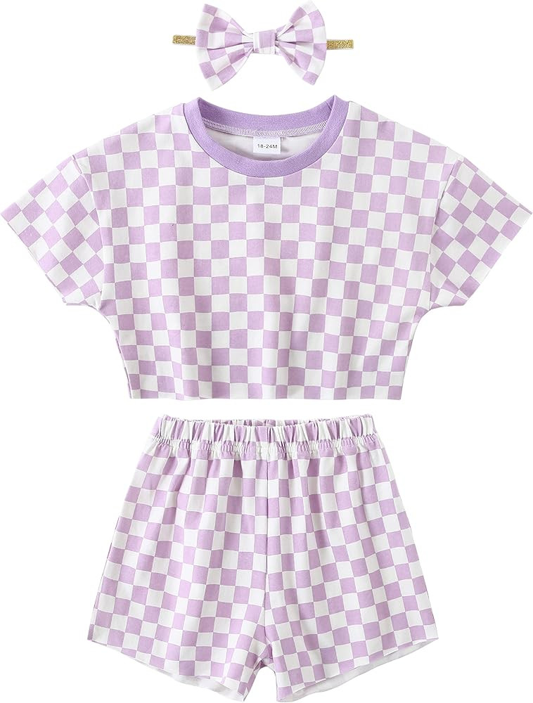 WESIDOM Toddler Girl Clothes Baby Girls Outfits 6M-5T Summer Floral Print Shirt+Shorts+Headband 3... | Amazon (US)