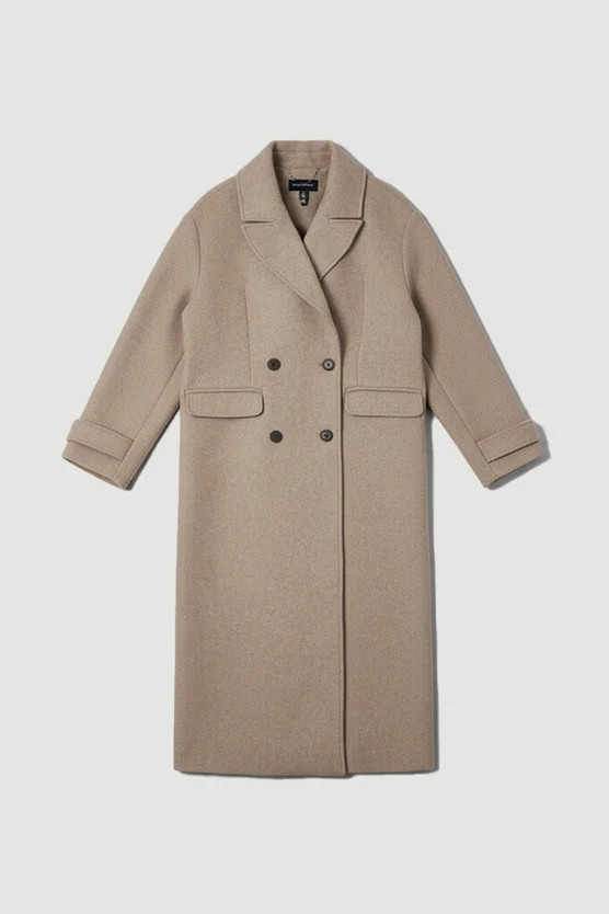 Wool Oversized Double Breasted Tailored Midi Coat | Karen Millen UK + IE + DE + NL