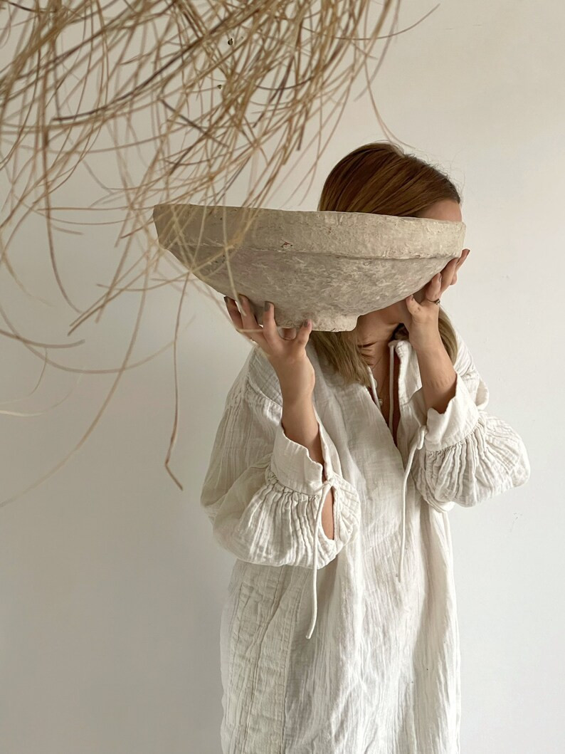 Vintage Paper Mache Bowl, Paper Mache Bowl, Handmade Rustic Paper Mache Bowl, Earthy Decor, Rusti... | Etsy (US)