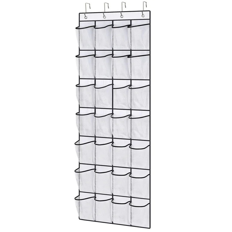 Kusmil Over the Door Shoe Organizer, 28 Large Pockets Hanging Shoe Organizer, White | Walmart (US)