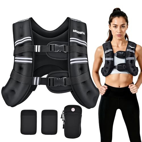 PACEARTH Weighted Vest, 6lb/12lb/16lb/20lb/25lb/30lb Weight Vest with Reflective Stripe, Body Weight Vests Adjustable for Men, Women Workout, Strength Training, Running, Walking, Jogging | Amazon (US)