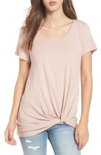 Women's Bp. Twist Front Tee, Size XX-Small - Pink | Nordstrom