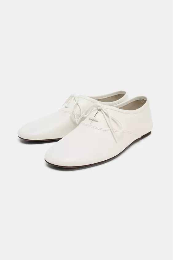 FLAT LACE-UP LEATHER SHOES | Zara UK