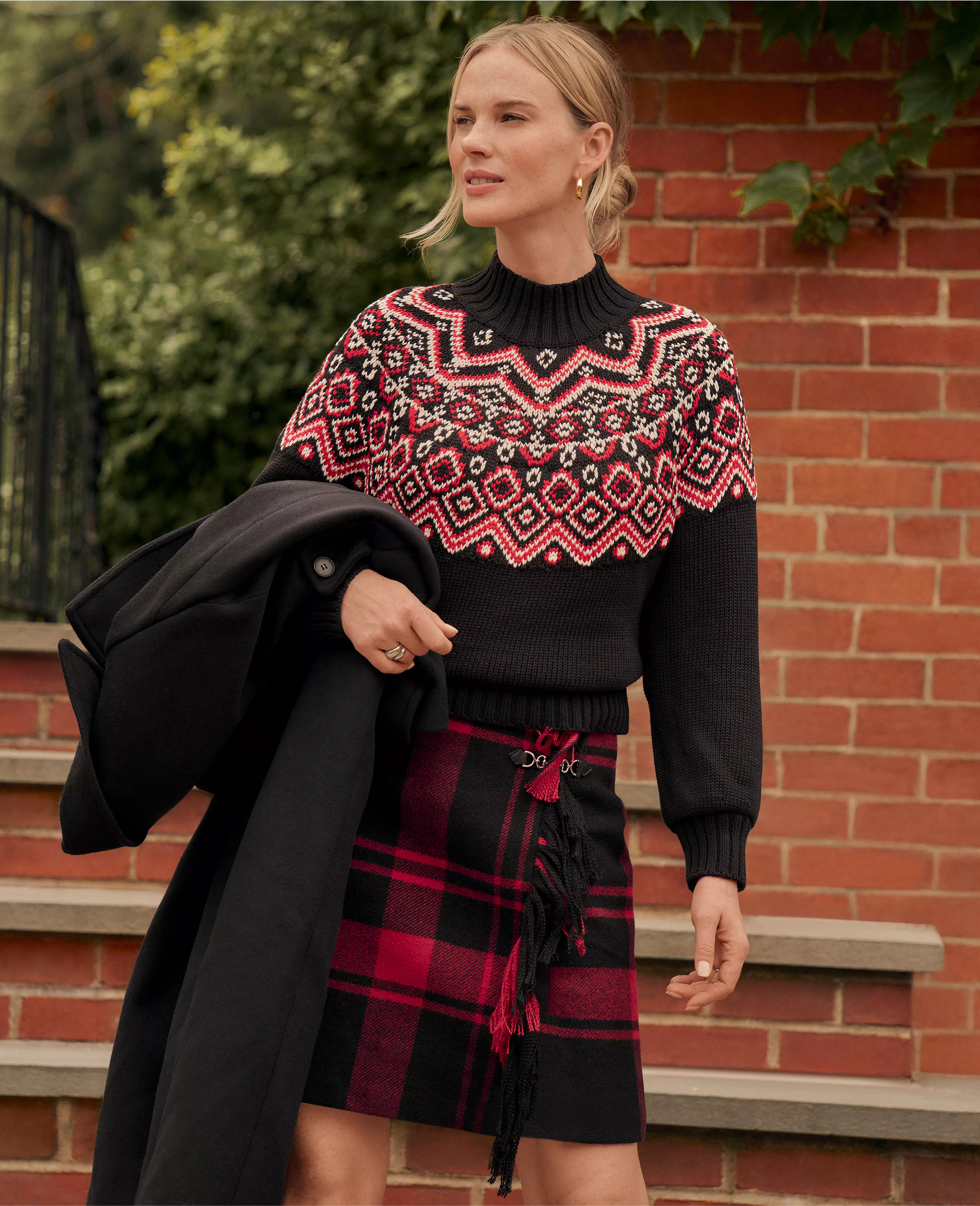 Weekend Collection Fair Isle Mock Neck Sweater | Ann Taylor