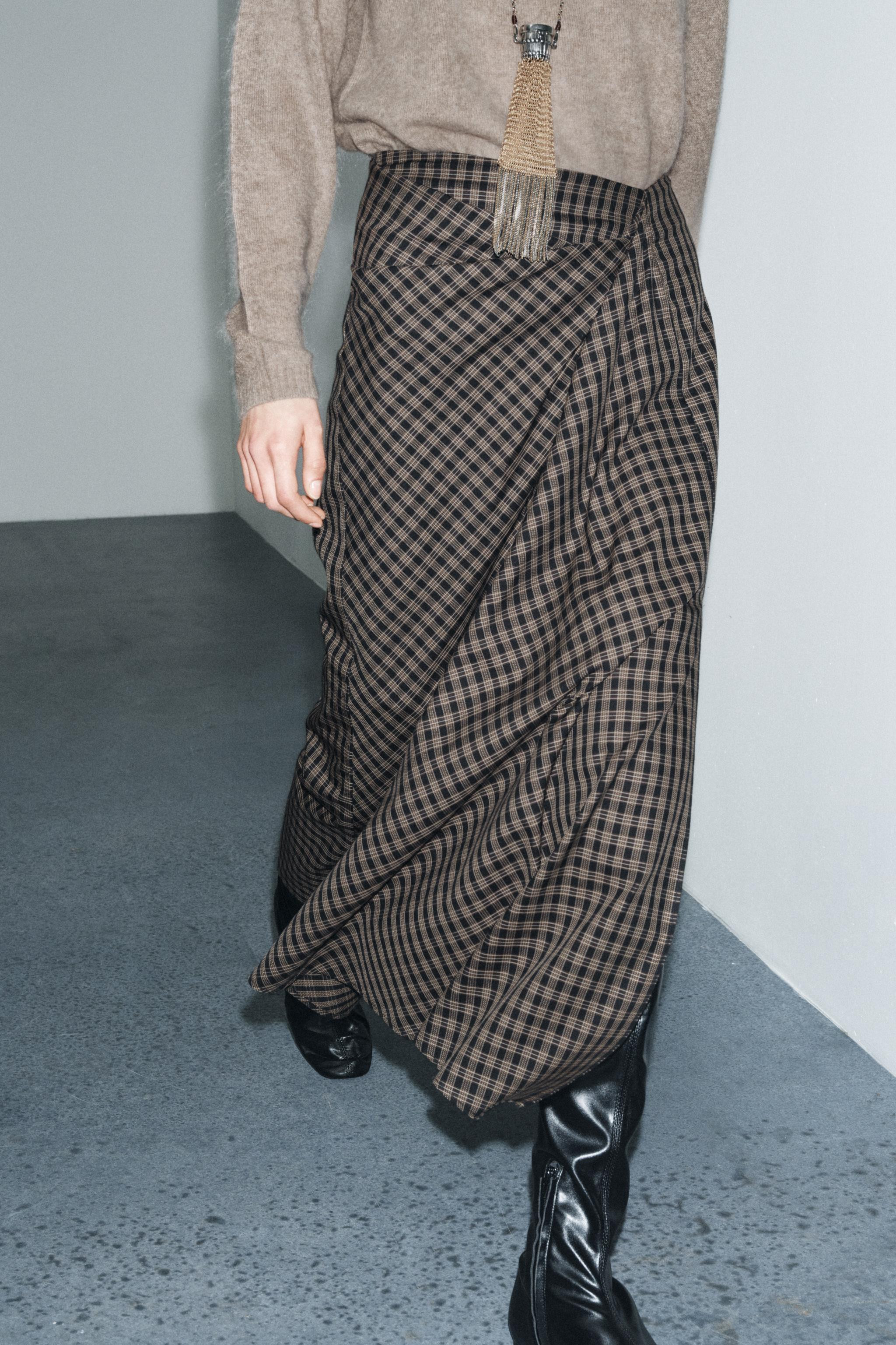 ZW COLLECTION DRAPED CHECK SKIRT | Zara UK