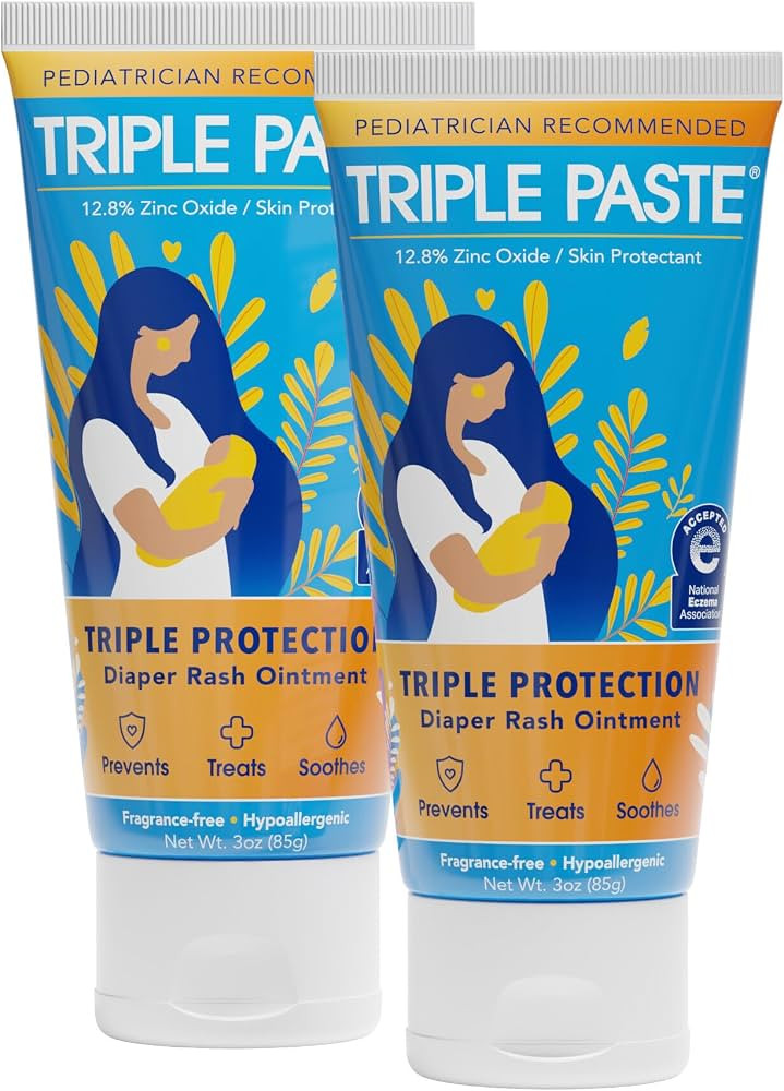 Triple Paste Diaper Rash Cream, Zinc Oxide Baby Ointment, 3 oz, 2 Pack | Amazon (US)