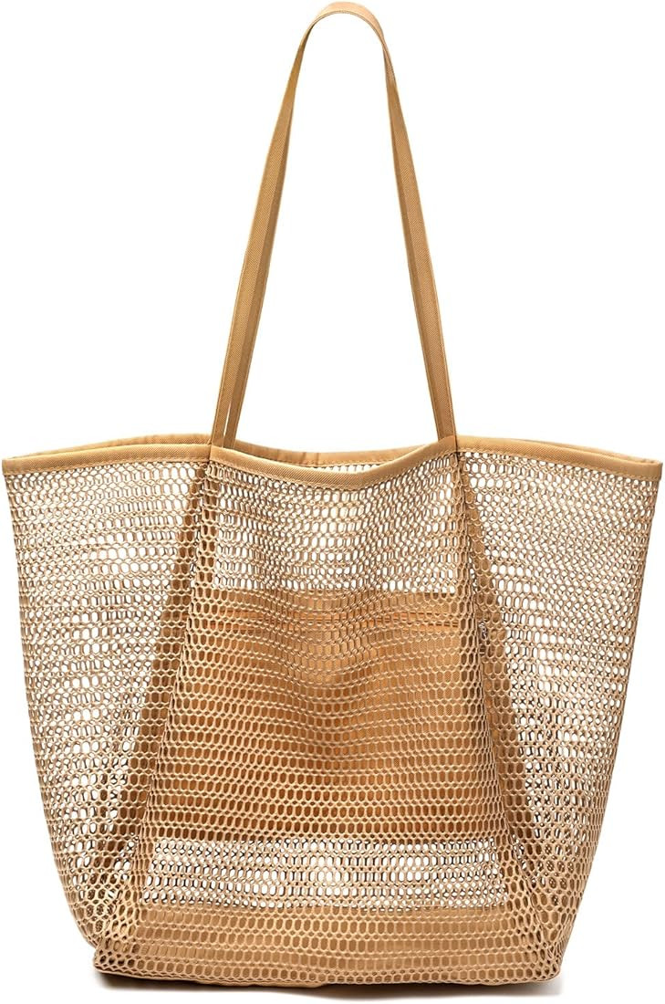 hatisan Beach Bag Mesh Tote Bag, Upgraded Beach Bags for Women Mesh Bag Hobo Bag Beach Accessorie... | Amazon (US)