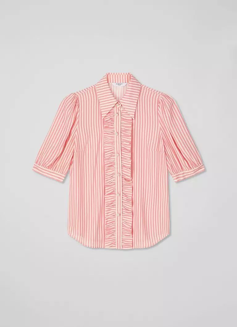 Ensor Pink And Cream Silk Striped Shirt | L.K. Bennett (UK)