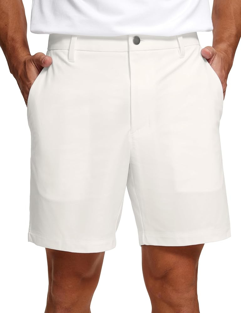 CRZ YOGA Men's All Day Comfy Golf Shorts - 7" Stretch Lightweight Casual Work Flat Front Shorts w... | Amazon (US)
