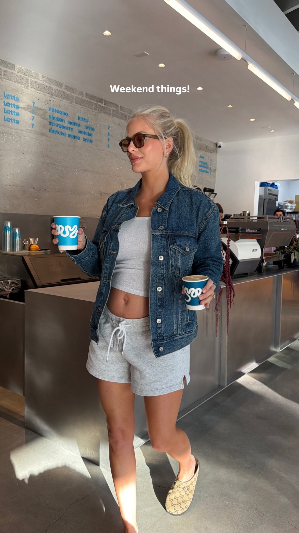 Wearing a small in tank & shorts (light gray)- my exact shorts are an older style.. this is the updated version- slightly shorter if rolled! , medium in jacket (medium wash), shoes are tts! #kathleenpost

Comfy chic look, errands outfit, coffee run, spring transition outfit, bump friendly, maternity look 

#LTKBump #LTKSaleAlert #LTKootd