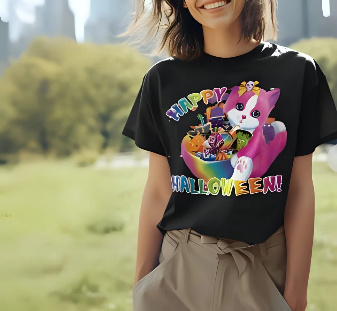 Lisa Frank Halloween Kitten Retro Style Comfort Colors Trendy Cute Fashion for Women Millennials ... | Etsy (US)