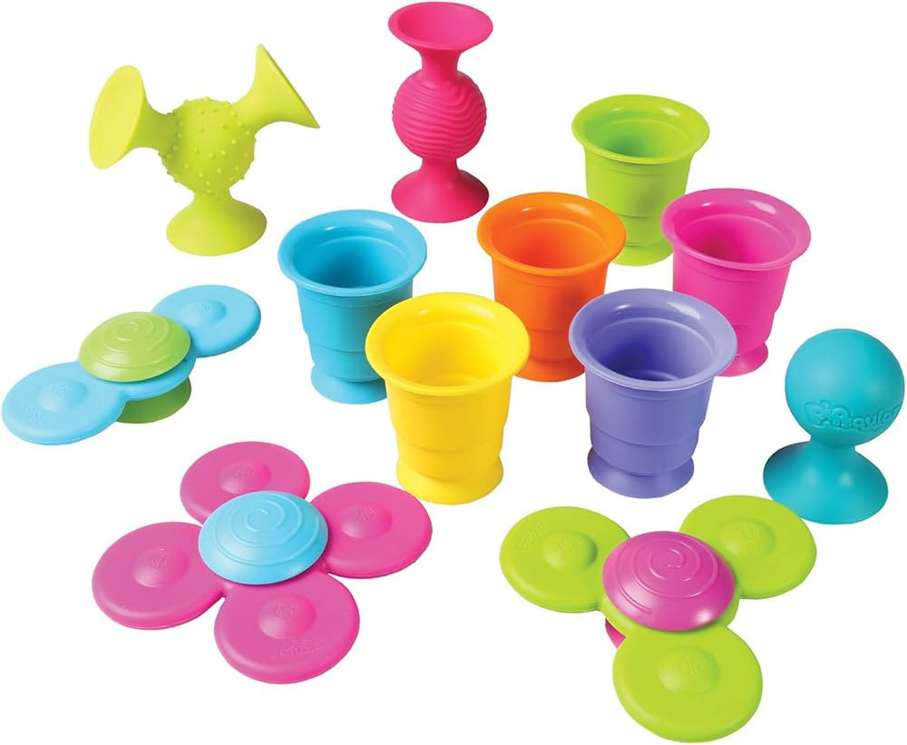Fat Brain Suction Cup Toys Bundle - 3 PipSquigz, 3 Whirly Squigz Fidget Spinners, 6 Kupz Stackabl... | Amazon (US)