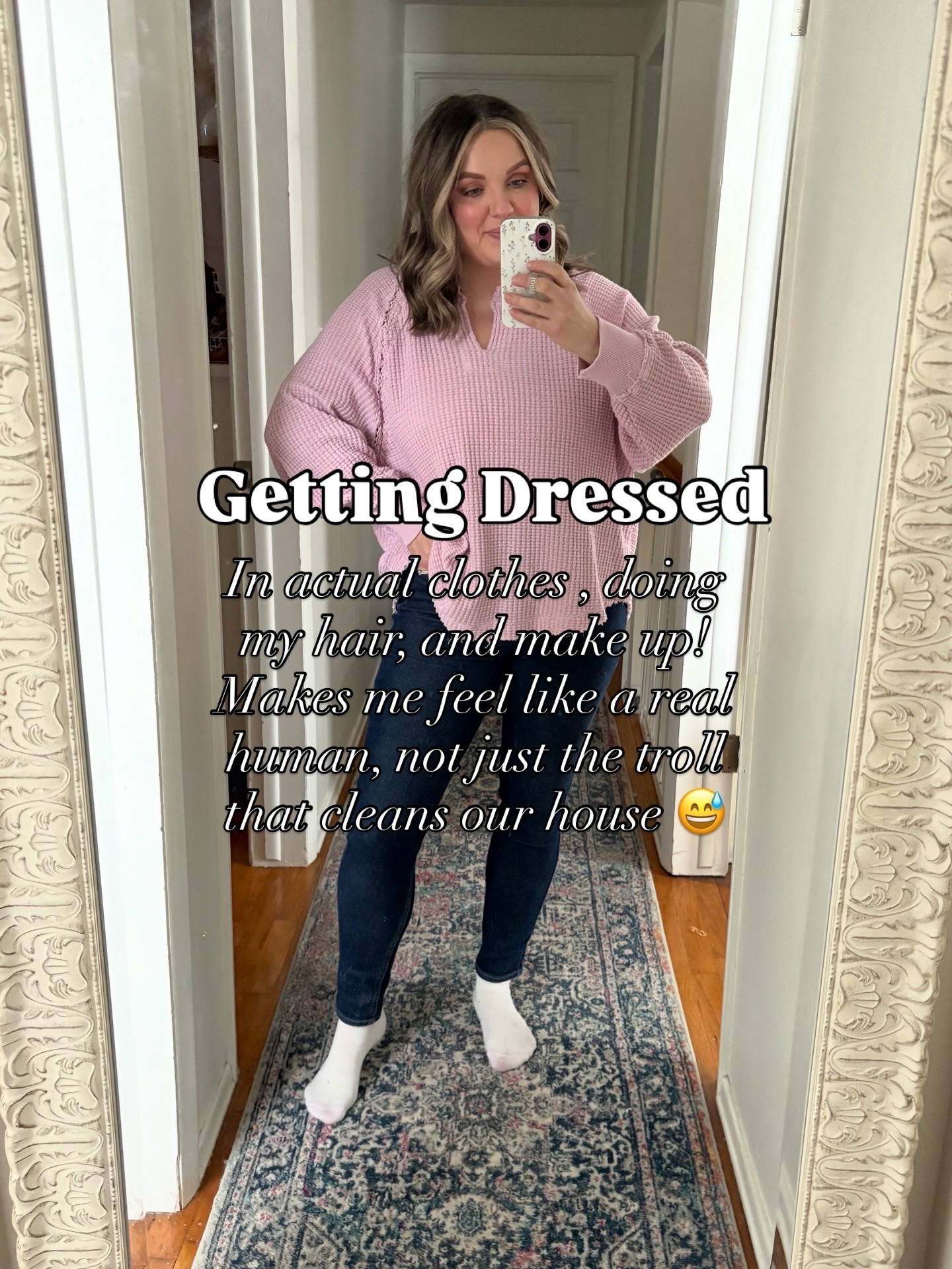 Orrrrr at least trying to 😅😅 I’ve been living by the 2/3 rule a lot lately - - getting dressed, hair, & makeup. Picking two out of three. Some days it’s just one and that’s okay! Especially since I’ve been REALLY trying to be intentional about making time for more movement. 

A comfy matching set does wonders for me. Makes me feel put together, while still being able to get down on the ground with the kids. 

Wearing color is also a huge mood boost. Living in the Midwest Jan- April can really be a challenge. And this helps add a little low effort joy to each day. 

Doing my makeup always makes me feel better. It’s super therapeutic for me. And I love trying out new products. & my inner child is always happy. 

Anywho, just a SAHM finding little ways to put myself first each day. ❤️