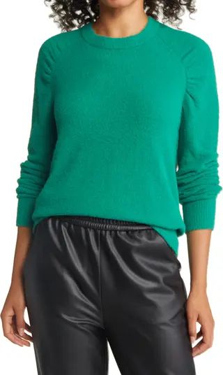 Halogen® Gathered Shoulder Crewneck Sweater | Nordstrom | Nordstrom