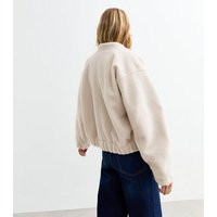 Cream Textured Oversized Bomber Jacket New Look | New Look (UK)
