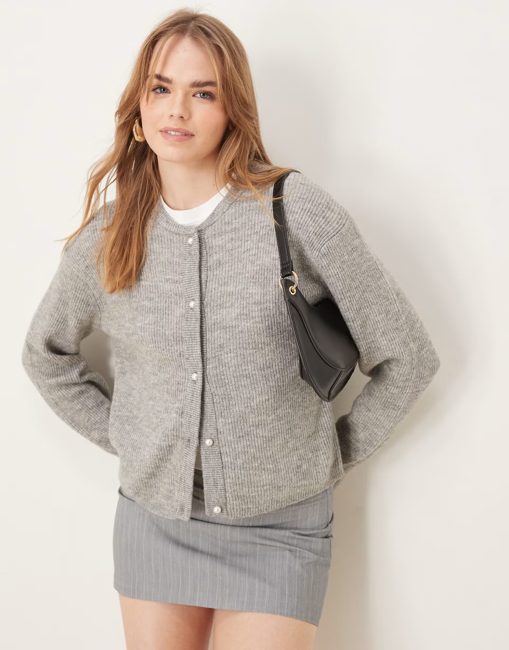 JDY lightweight ribbed cardigan in grey | ASOS (Global)
