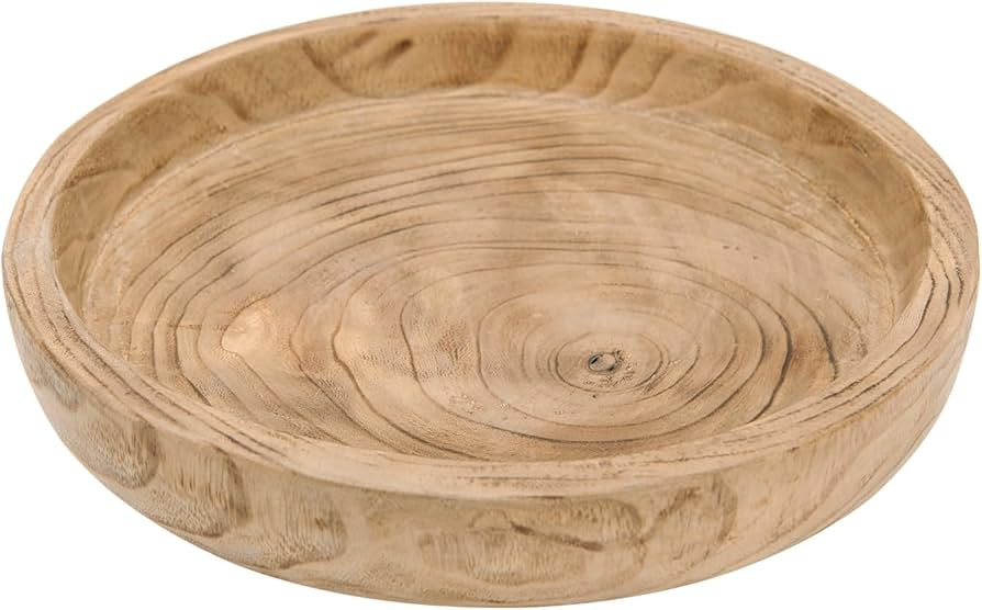 NIKKY HOME 12" Hand Carved Dough Bowls, Paulownia Wood Round Serving Bowl Decorative Wooden Tray,... | Amazon (US)